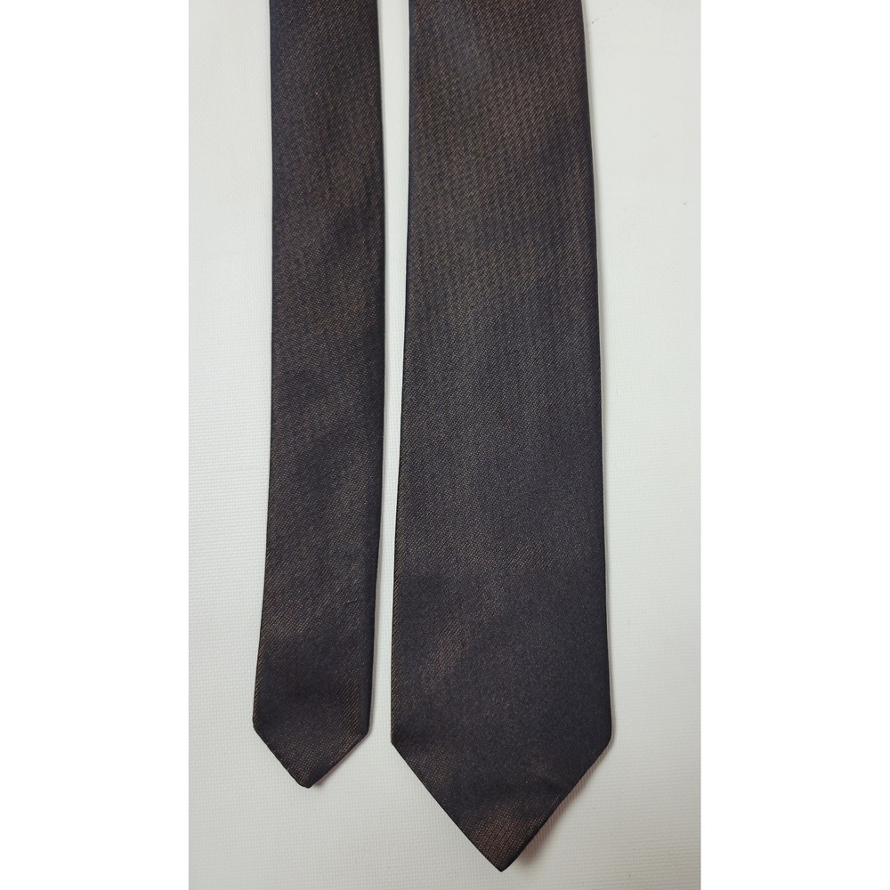 Richman Brothers Mens Silk Tie Brown Sharkskin Woven Skinny Vintage 2.25"